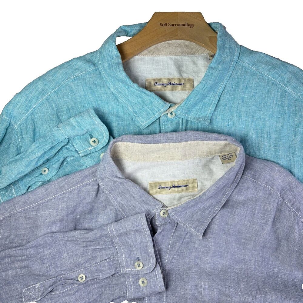 Tommy Bahama Linen Shirt Lot Of Two Mens XXL Long Sleeve Beach Summer Preppy